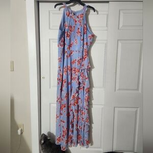 Floral Blue and Red Women's Dress